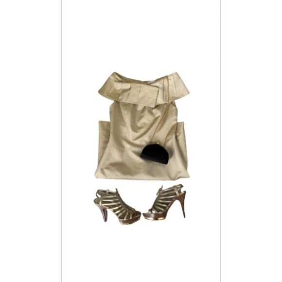 Badgley Mischka gold bateau neckline sheath - 6 - Picture 9 of 9